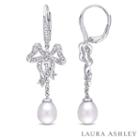 Laura Ashley 1/10 Ct. T.w. Pearl Sterling Silver Drop Earrings