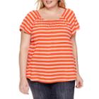 Stylus Short Sleeve Round Neck Stripe T-shirt-womens Plus