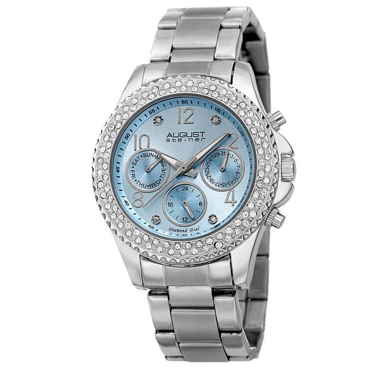 August Steiner Womens Silver Tone Strap Watch-as-8136sslb