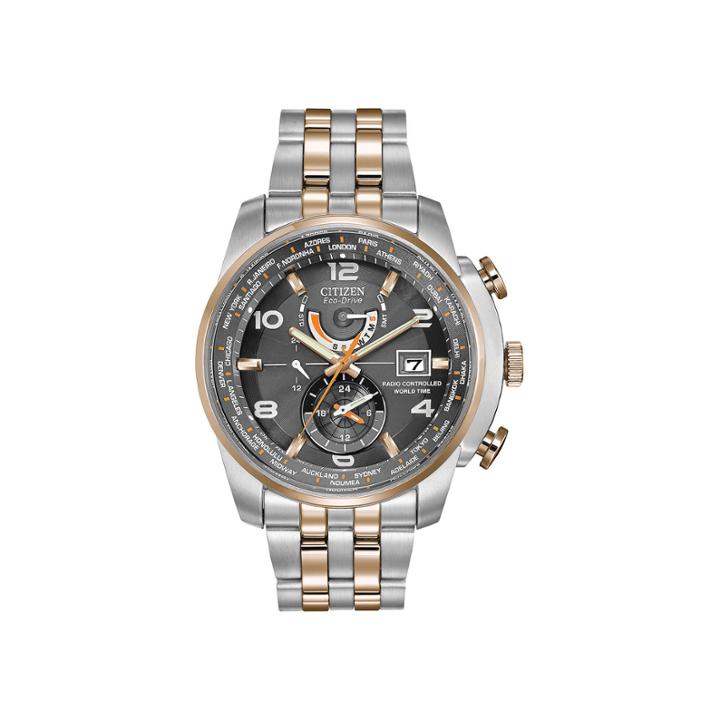 Citizen Eco-drive World Time A-t Mens Two-tone Watch At9016-56h
