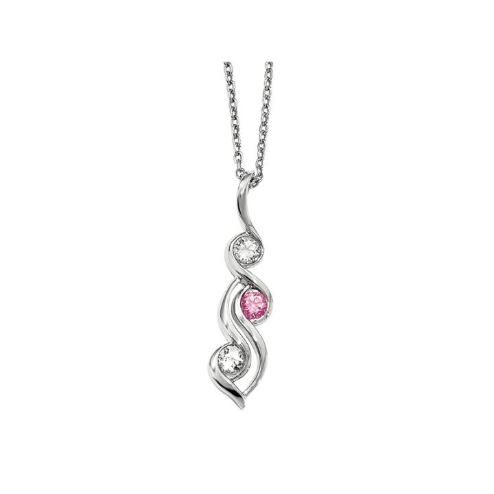 Survivor Collection Genuine Clear & Pink Swarovski Topaz Sterling Silver Spirit Necklace