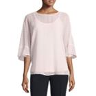 Liz Claiborne Dolman Sleeve Swiss Dot Chiffon Blouse