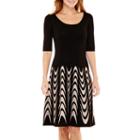 Danny & Nicole Elbow-sleeve Fit-and-flare Sweater Dress