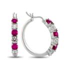 Lab-created Ruby & White Sapphire Sterling Silver Hoop Earrings