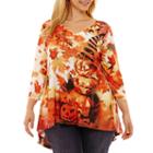 Unity World Wear 3/4 Sleeve Pleat Back Halloween Tee-plus