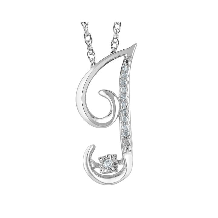 Love In Motion&trade; Diamond-accent Sterling Silver J Pendant Necklace