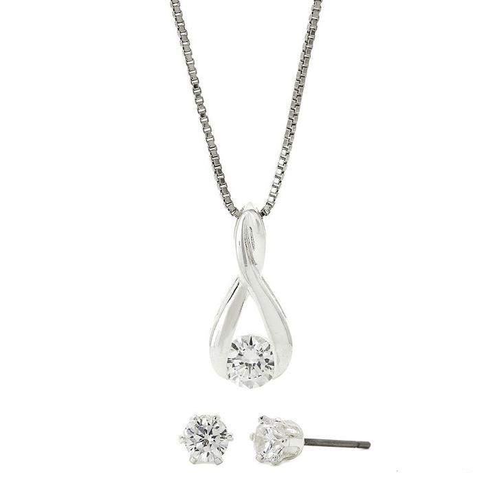 Sparkle Allure Cubic Zirconia Earring And Necklace Set