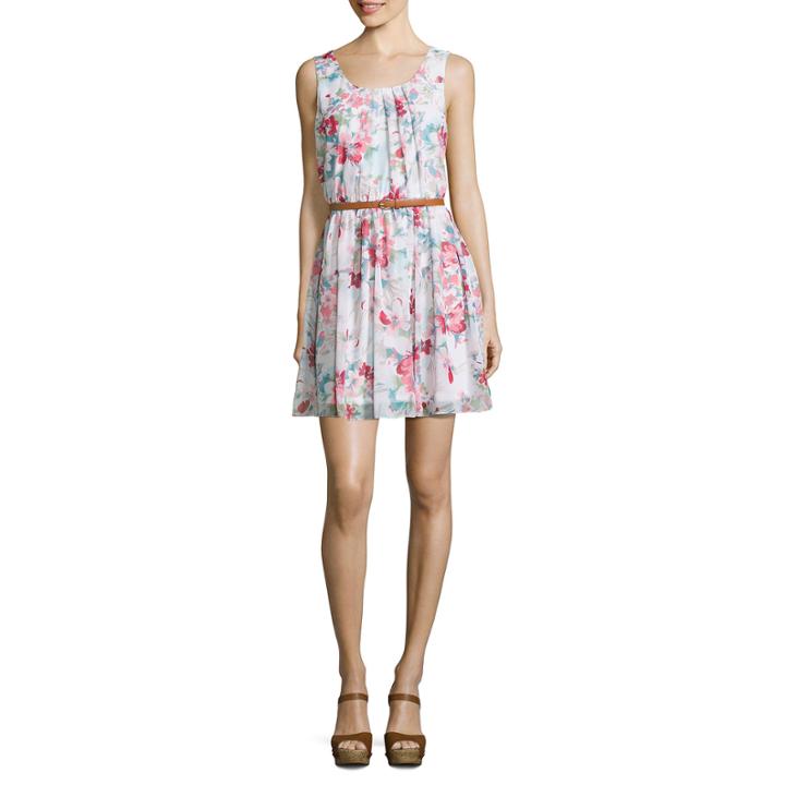 By & By Sleeveless Floral A-line Dress-juniors