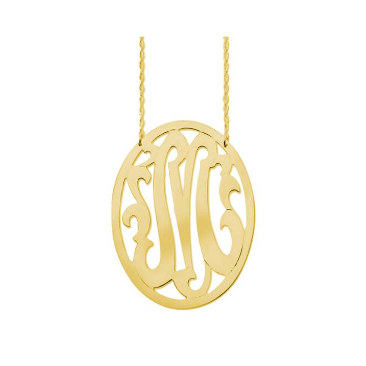 Personalized Gold-filled 48mm Oval Monogram Necklace