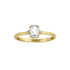 Genuine White Topaz Diamond-accent 14k Yellow Gold Ring