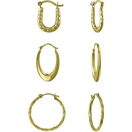 14k Gold 3-pr. Small Hoop Earring Set