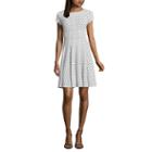 Danny & Nicole Short Sleeve Dot Fit & Flare Dress-petites