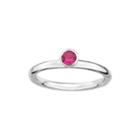 Personally Stackable Lead Glass-filled Ruby Sterling Silver High Profile Ring