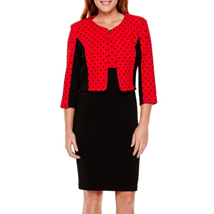 Danny & Nicole 3/4-sleeve Dot Print Jacket Dress