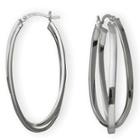 Silver Hoop Earrings, Double Hoop Criss-cross