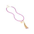 Bleu&trade; Purple Bead Gold-tone Tassel Necklace