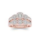 3/4 Ct. T.w. Diamond Cluster 10k Rose Gold Bridal Ring Set