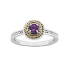 Personally Stackable Two-tone Genuine Amethyst Ring