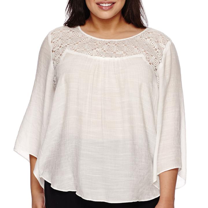 Alyx 3/4-sleeve Lace Trim Top - Plus