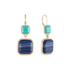 Monet Gold-tone Blue Stone Double-drop Earrings