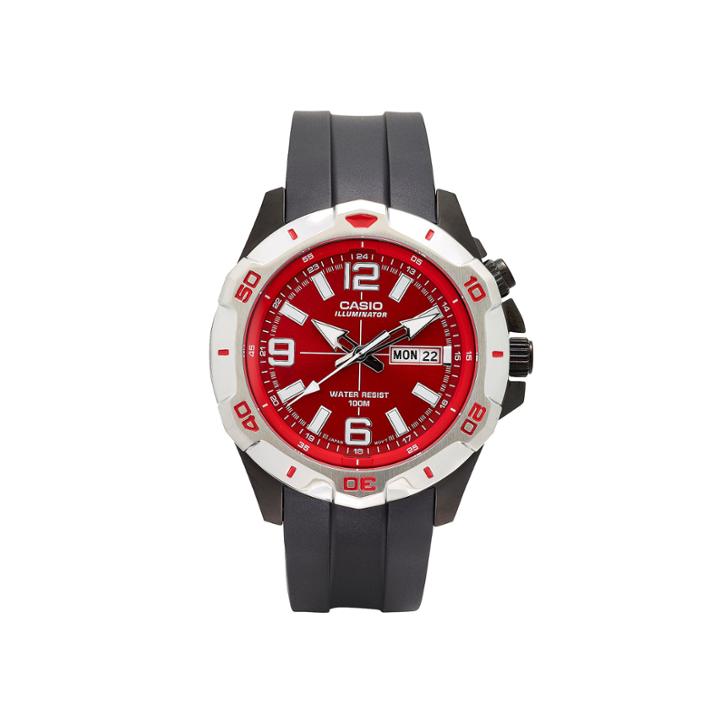 Casio Mens Black And Red Led Strap Watch Mtd1082-4av