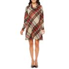 R & K Originals Long Sleeve Plaid Shift Dress