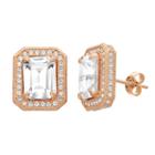 Lab Created White Sapphire 14k Rose Gold 8.7mm Stud Earrings