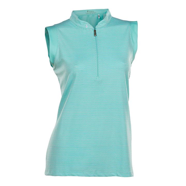 Sleeveless Dots Jacquard Polo Shirt - Plus