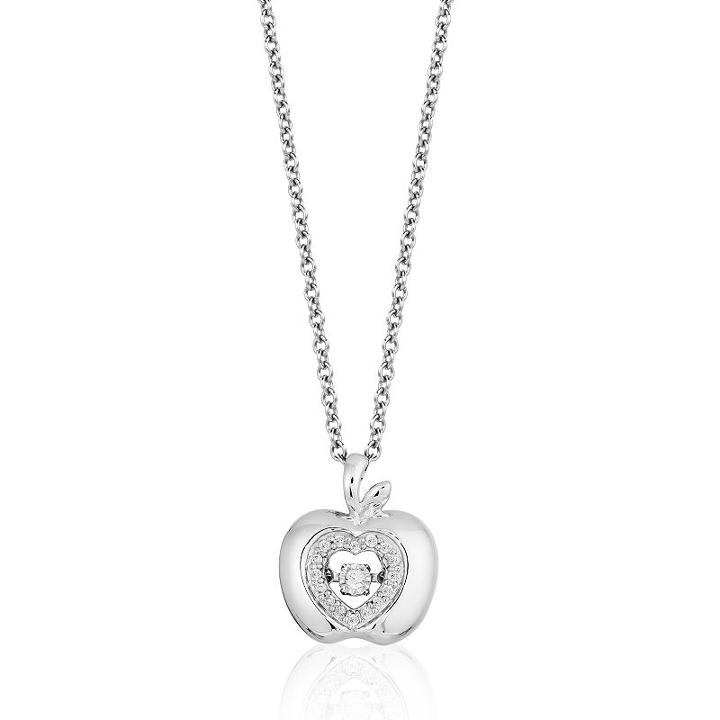 Enchanted Disney Fine Jewelry Womens 1/10 Ct. T.w. Genuine White Diamond Snow White Pendant Necklace