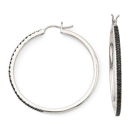 1/4 Ct. T.w. Color-enhanced Black Diamond Hoop Earrings