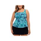 St. John's Bay Muted Reptile Pleated Square Neck Tankini - Plus