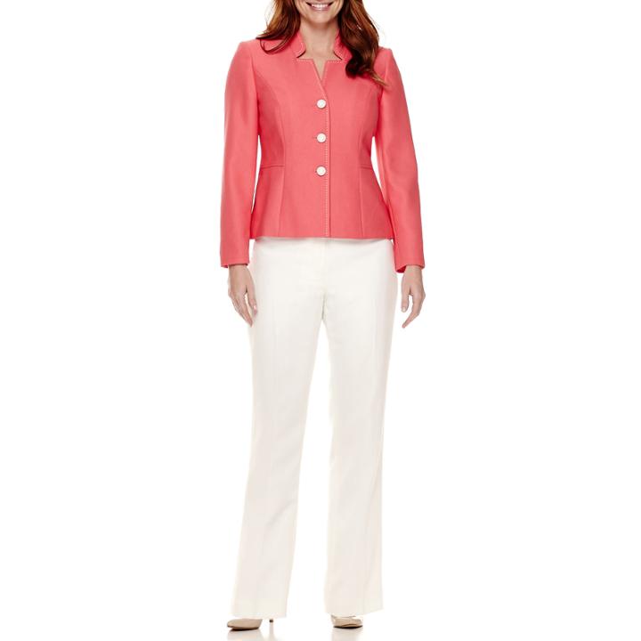 Isabella Long-sleeve 3-button Notch-collar Jacket And Solid Pants Suit Set