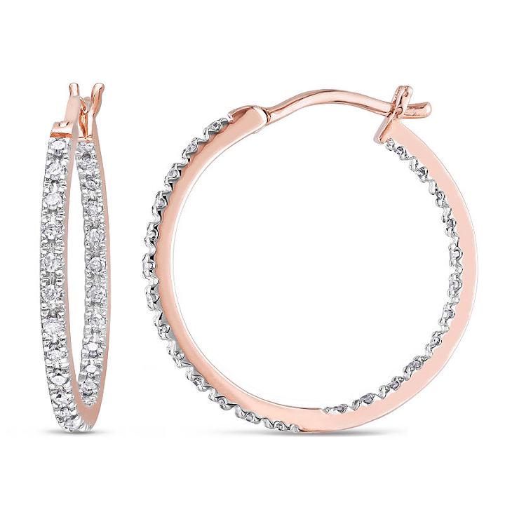1/4 Ct. T.w. Genuine White Diamond 10k Gold 19.8mm Hoop Earrings