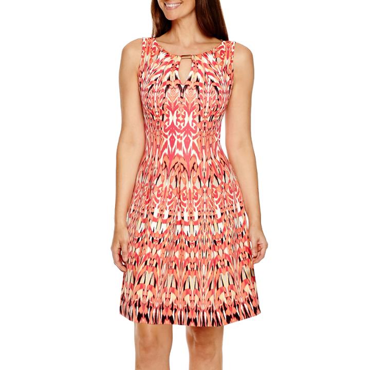 Danny & Nicole Sleeveless Printed Fit-and-flare Dress