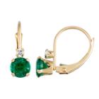 Green Emerald 10k Gold Drop Earrings