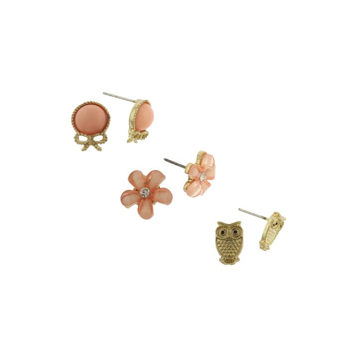 Capelli New York 3-pr. Gold-tone Button Earrings