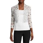 R & M Richards 3/4-sleeve Sequin Lace Shrug Jacket - Petites