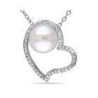 1/10 Ct. T.w. Diamond & Cultured Freshwater Pearl Sterling Silver Pendant