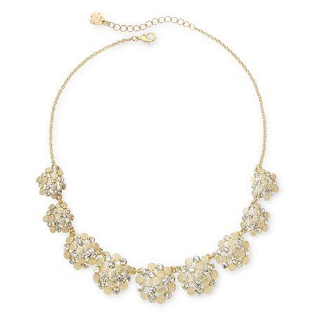Monet Gold-tone & Glass Collar Necklace