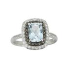 Aquamarine, Smoky Quartz & White Sapphire Ring