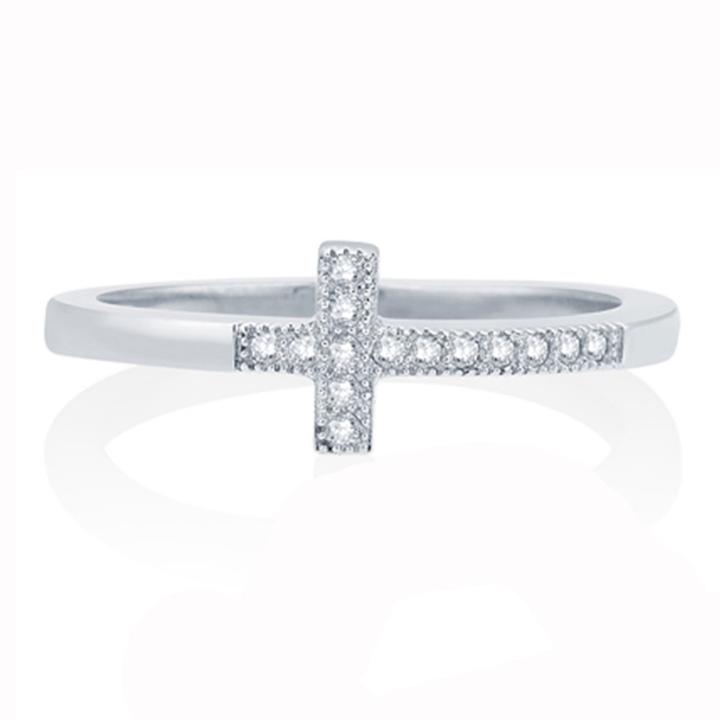 Womens 1/10 Ct. T.w. White Diamond 10k Gold Cocktail Ring