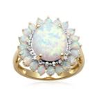 Lab-created Opal & White Sapphire 14k Gold Over Sterling Silver Ring