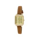 Peugeot Womens Brown And Gold Tone Petite Crystal Accent Suede Strap Watch 3047g