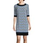 R & K Originals Elbow-sleeve Geometric Print Shift Dress