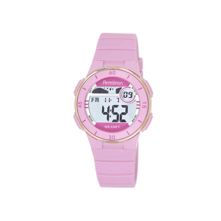 Armitron Pro-sport Womens Pink Resin Strap Chronograph Sport Watch 45/7049pnkj
