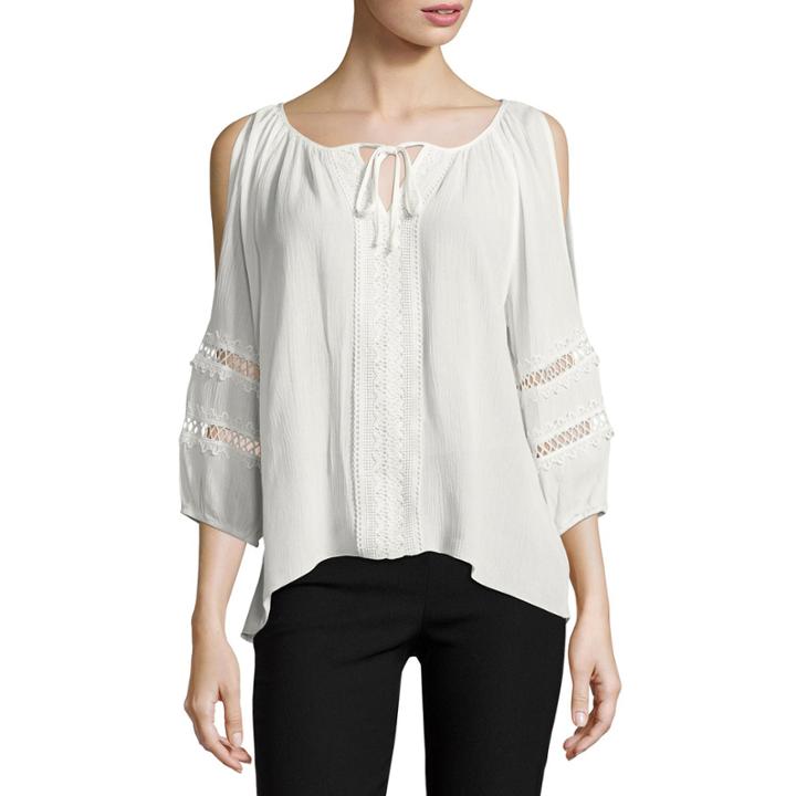 By & By Long Sleeve U Neck Blouse-juniors