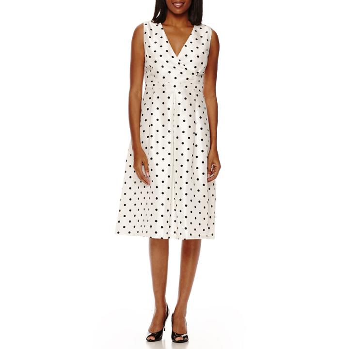 Black Label By Evan-picone Sleeveless Polka Dot A-line Dress