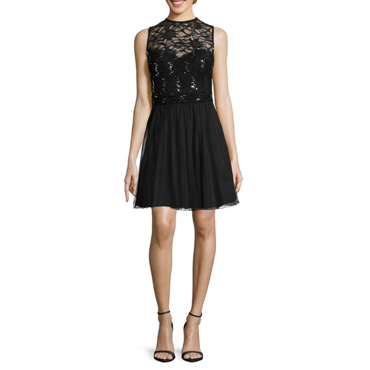 Speechless Sleeveless Sequin & Tulle Dress