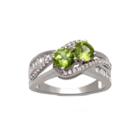 Genuine Peridot And Lab Created White Sapphire 2 Stone Ring In Sterling Silver