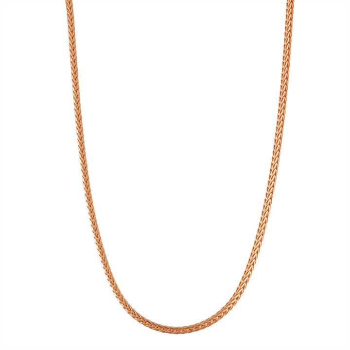14k Rose Gold Over Silver Solid Wheat 20 Inch Chain Necklace